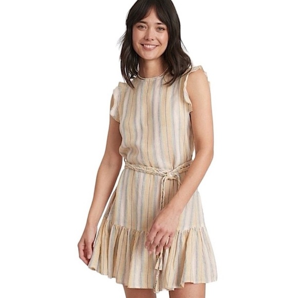 NWT Marine Layer | Beachy Stripe Laney Tiered Minidress Size XL Tencel/Linen - Picture 1 of 11